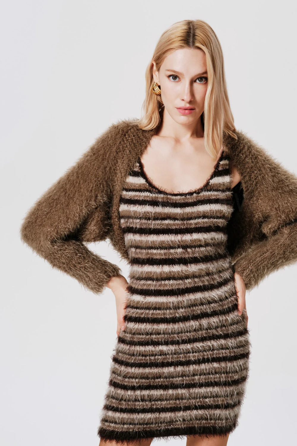 Warm Latte Mia Merino Wool Hand Knit Bolero Jacket