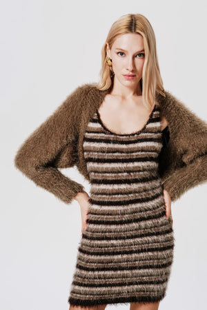 Warm Latte Mia Merino Wool Hand Knit Bolero Jacket