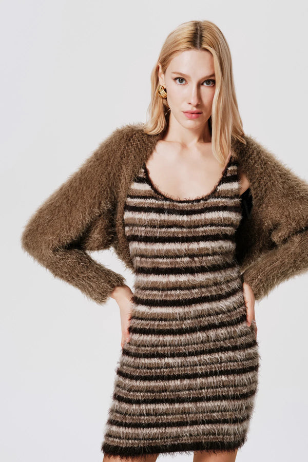 Warm Latte Mia Merino Wool Hand Knit Bolero Jacket