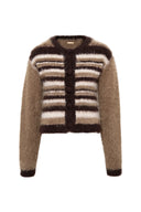 Oak Brown Mia Merino Wool Hand Knit Cardigan