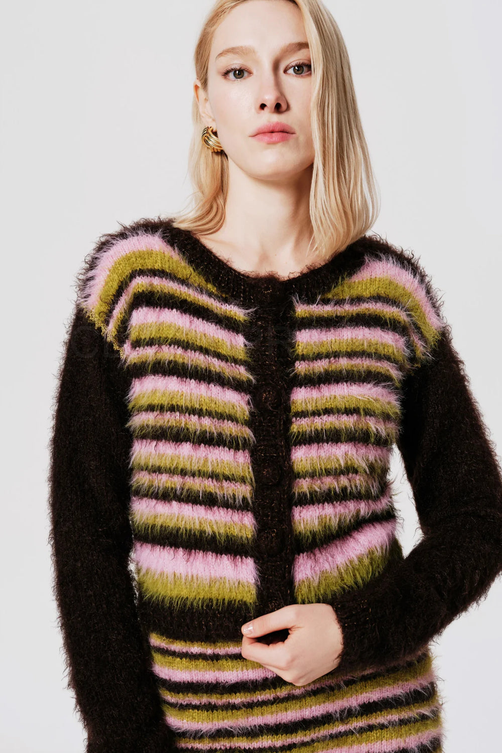 Bubble Gum Mia Merino Wool Hand Knit Cardigan