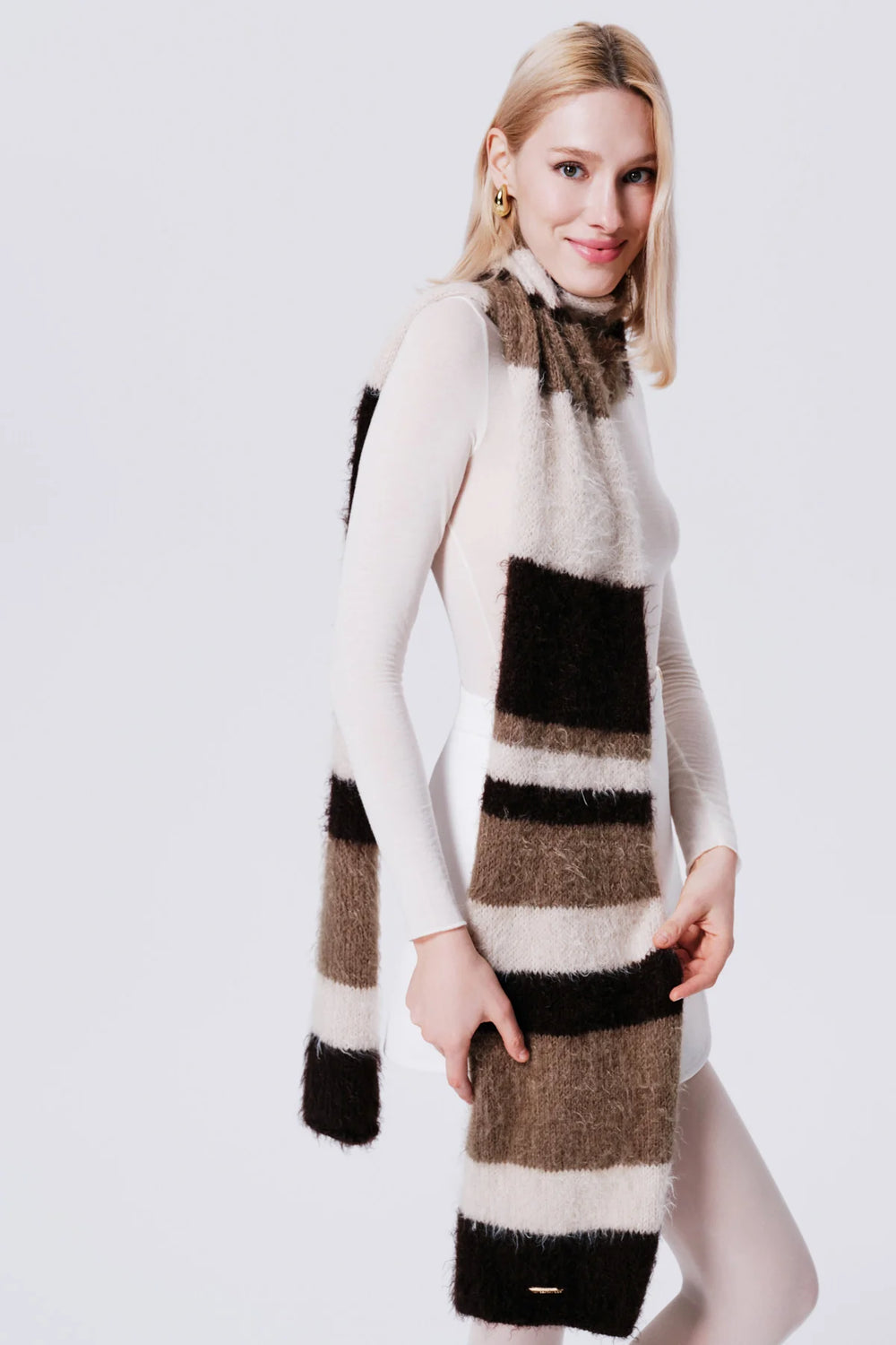 Oak Brown Mia Merino Wool Scarf