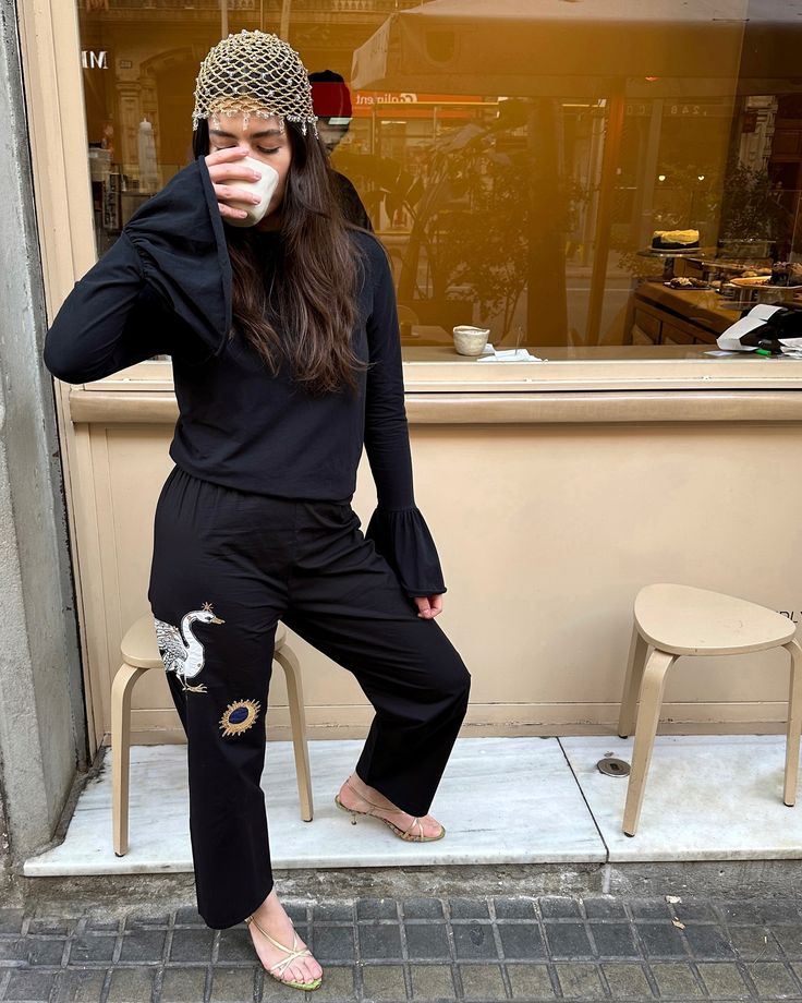 Mystic Appliquéd Cotton Pants