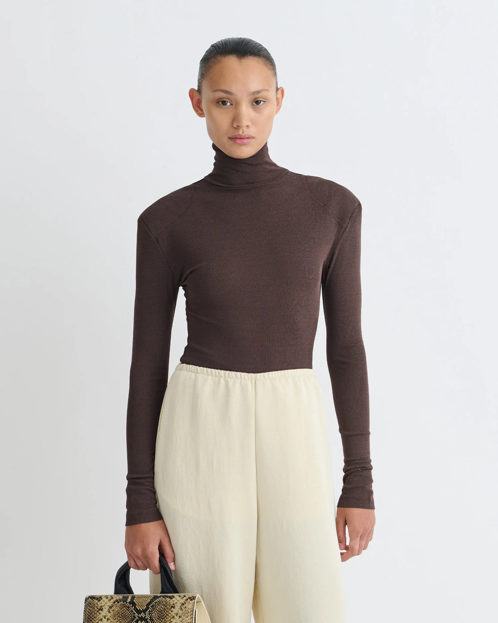Dark Oak Nayeli Mesh Jersey Long Sleeved Top