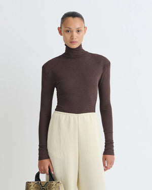 Dark Oak Nayeli Mesh Jersey Long Sleeved Top