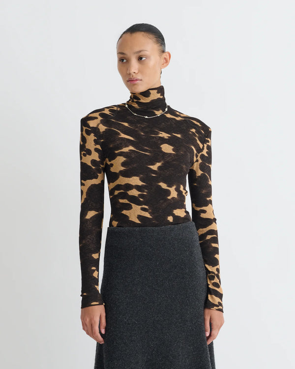 Midnight Mocha Apricot Nayeli Mesh Jersey Long Sleeved Top