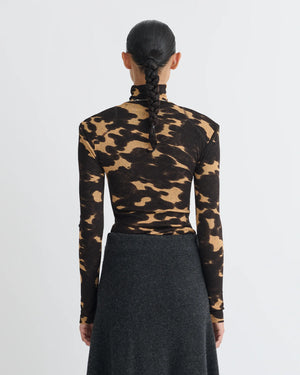 Midnight Mocha Apricot Nayeli Mesh Jersey Long Sleeved Top