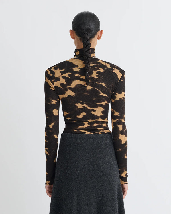 Midnight Mocha Apricot Nayeli Mesh Jersey Long Sleeved Top