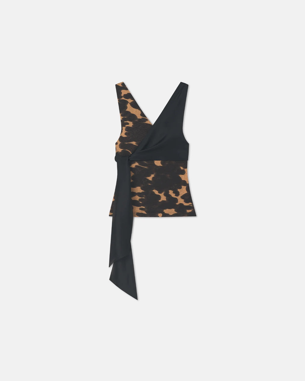 Midnight Mocha Apricot Neca Mesh Jersey & Slip Satin Sleeveless Top
