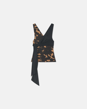 Midnight Mocha Apricot Neca Mesh Jersey & Slip Satin Sleeveless Top