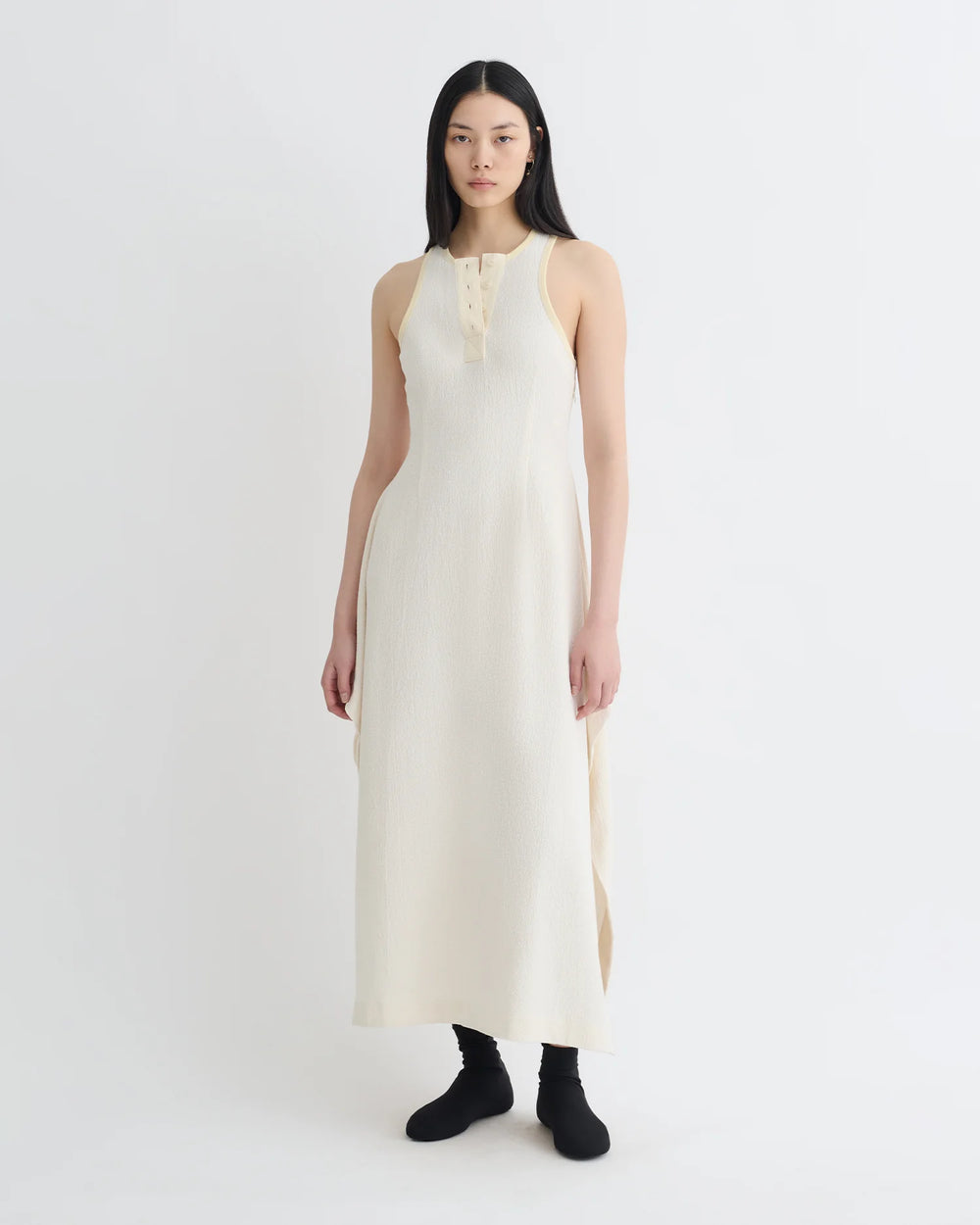 Thoosa Draped Crepe Melange Midi Dress