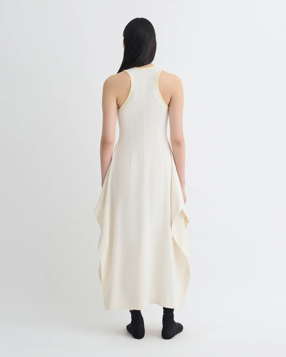 Thoosa Draped Crepe Melange Midi Dress