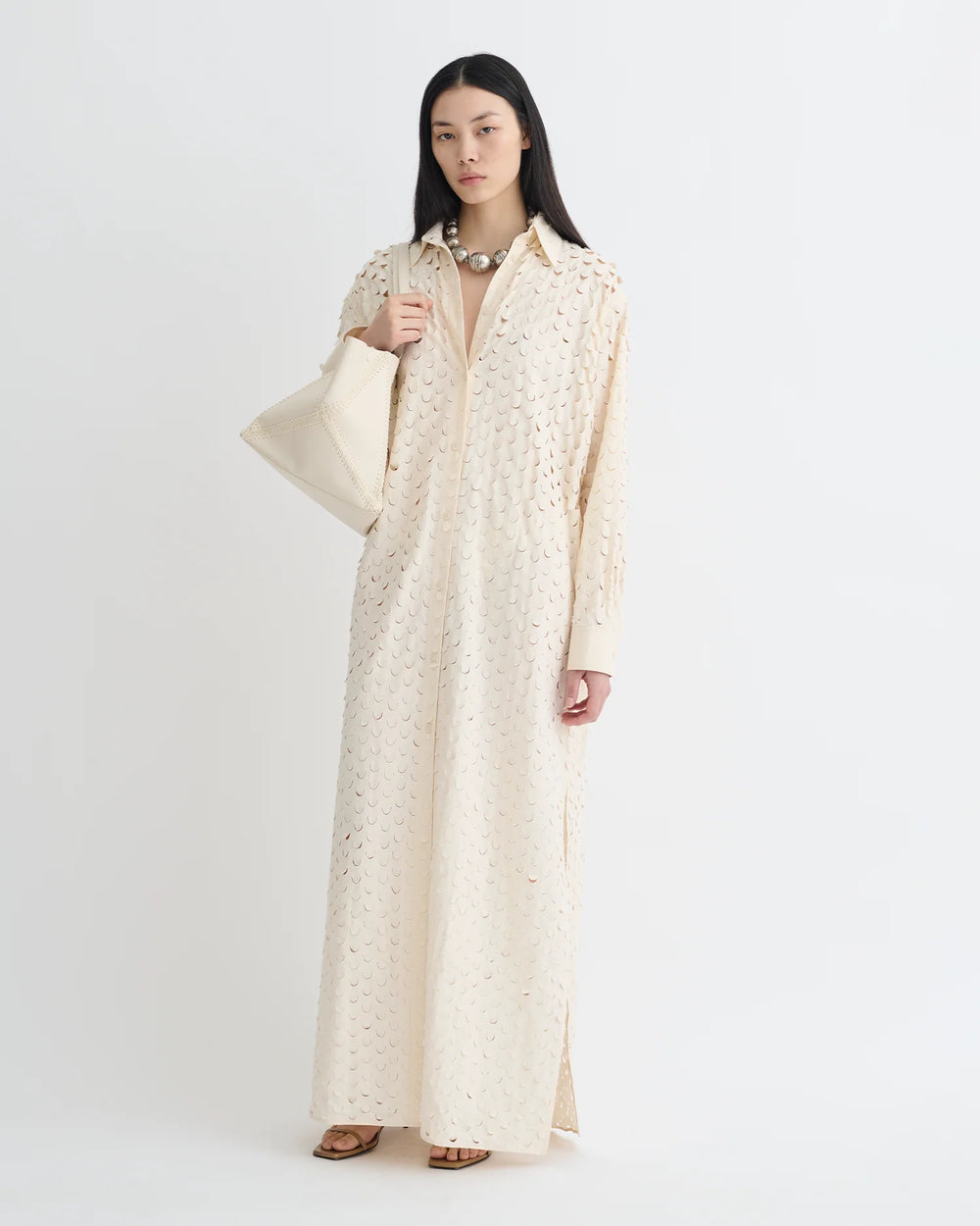 Brizo Laser-Cut Heavy Poplin Shirt Dress