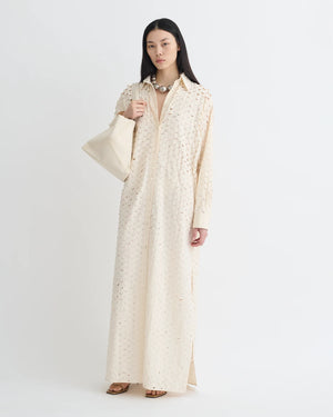 Brizo Laser-Cut Heavy Poplin Shirt Dress