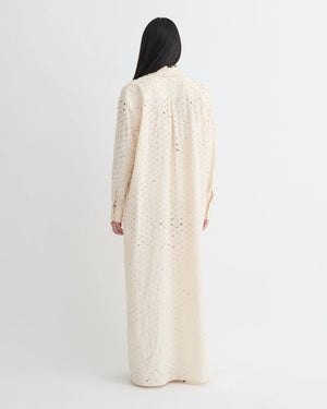 Brizo Laser-Cut Heavy Poplin Shirt Dress