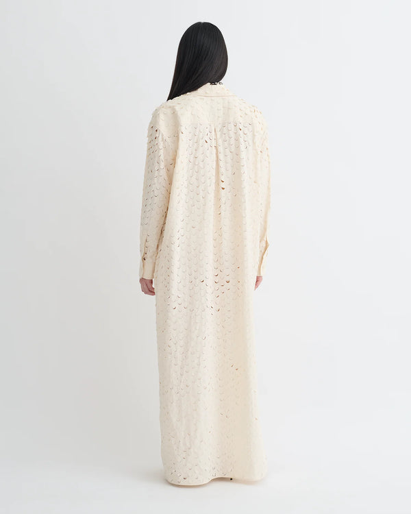 Brizo Laser-Cut Heavy Poplin Shirt Dress