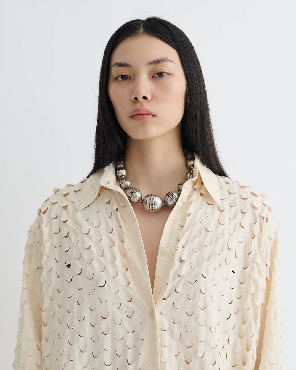 Brizo Laser-Cut Heavy Poplin Shirt Dress