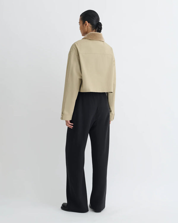 Phebe Cropped Tech Twill and Faux Fur Jacket