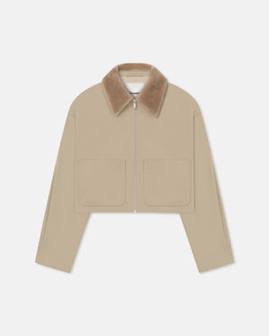 Phebe Cropped Tech Twill and Faux Fur Jacket