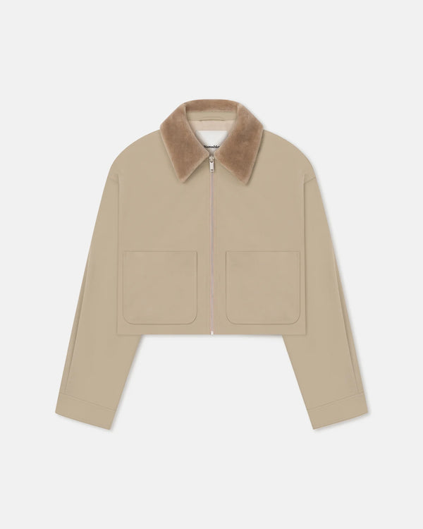 Phebe Cropped Tech Twill and Faux Fur Jacket