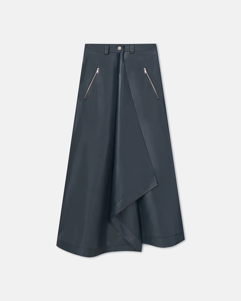 Steel Blue Neith Draped Okobor™ Alt-Leather Skirt