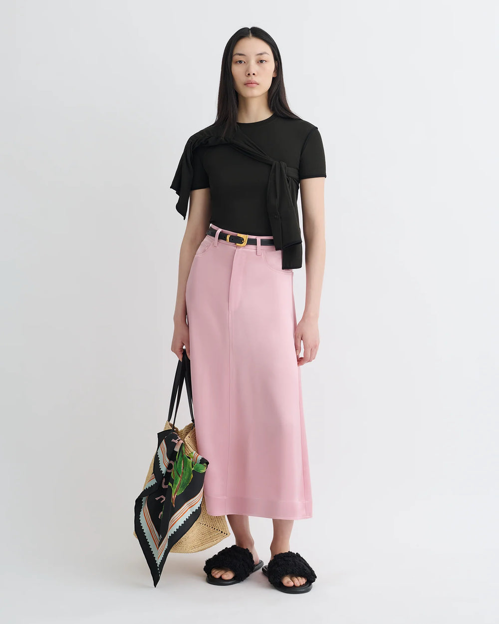 Cintia Slip Satin Midi Skirt