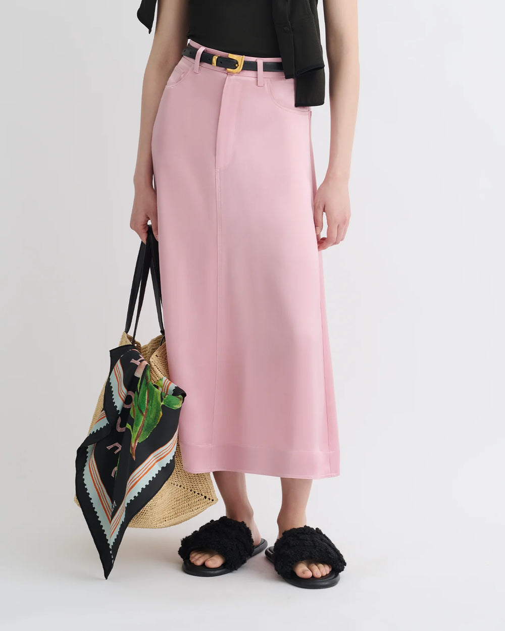 Cintia Slip Satin Midi Skirt