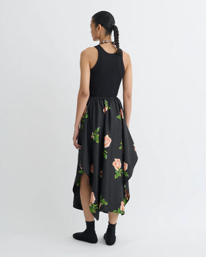 Ilariah Printed Silk Twill Midi Skirt