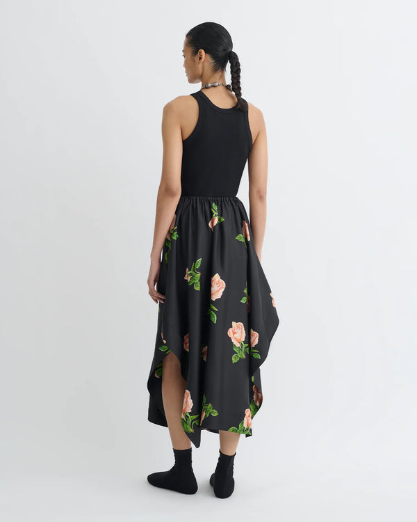 Ilariah Printed Silk Twill Midi Skirt