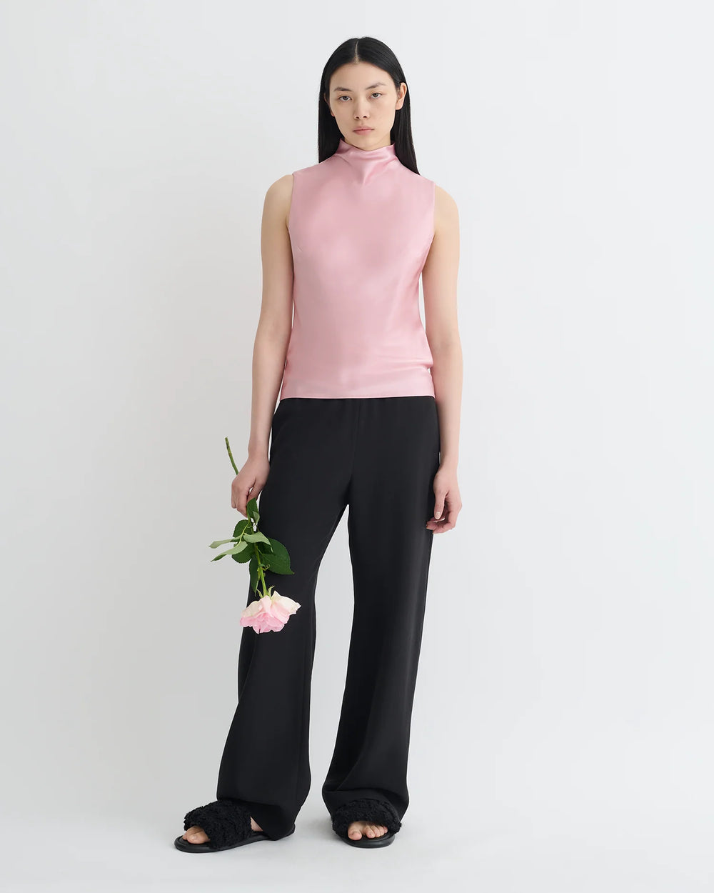 Colson Slip Satin Turtleneck Top