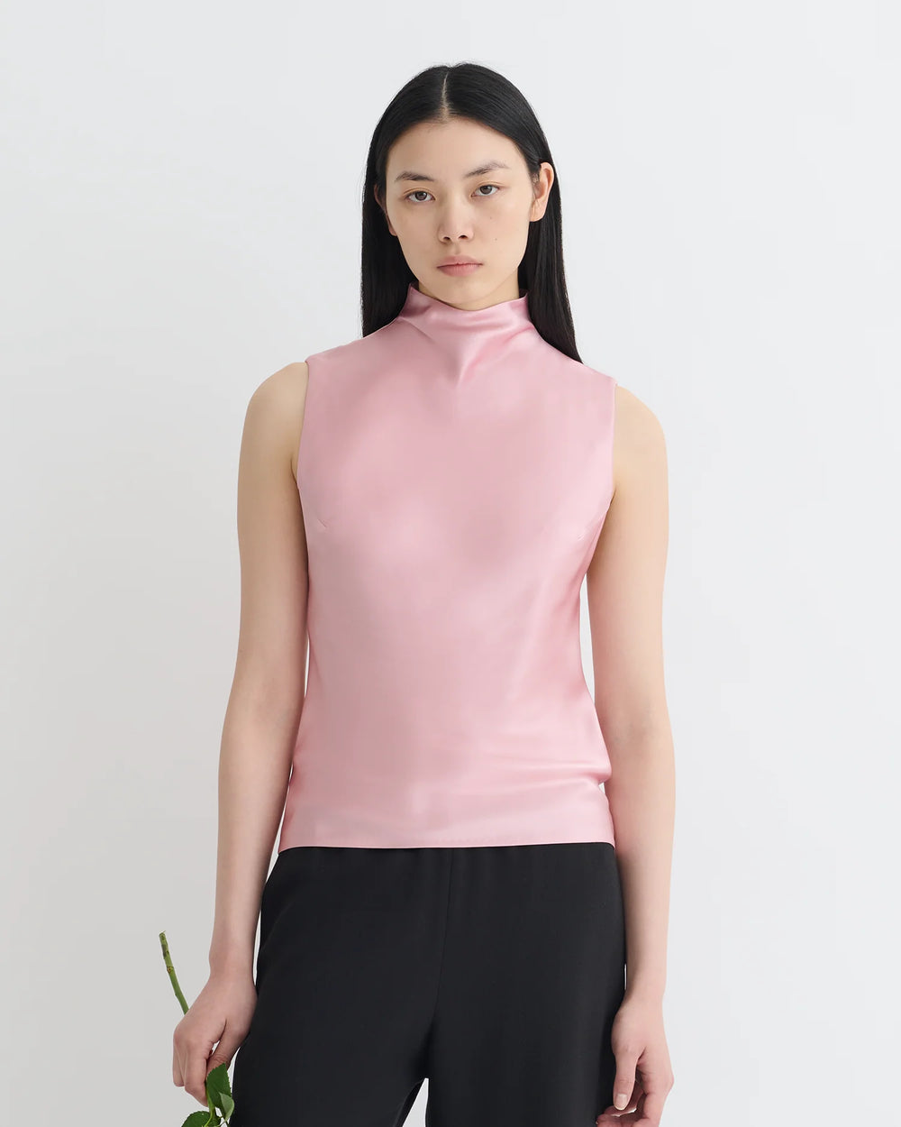 Colson Slip Satin Turtleneck Top