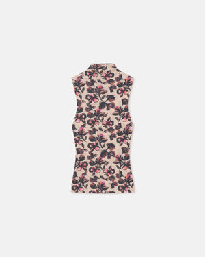 Annyka Printed Mesh Jersey Top