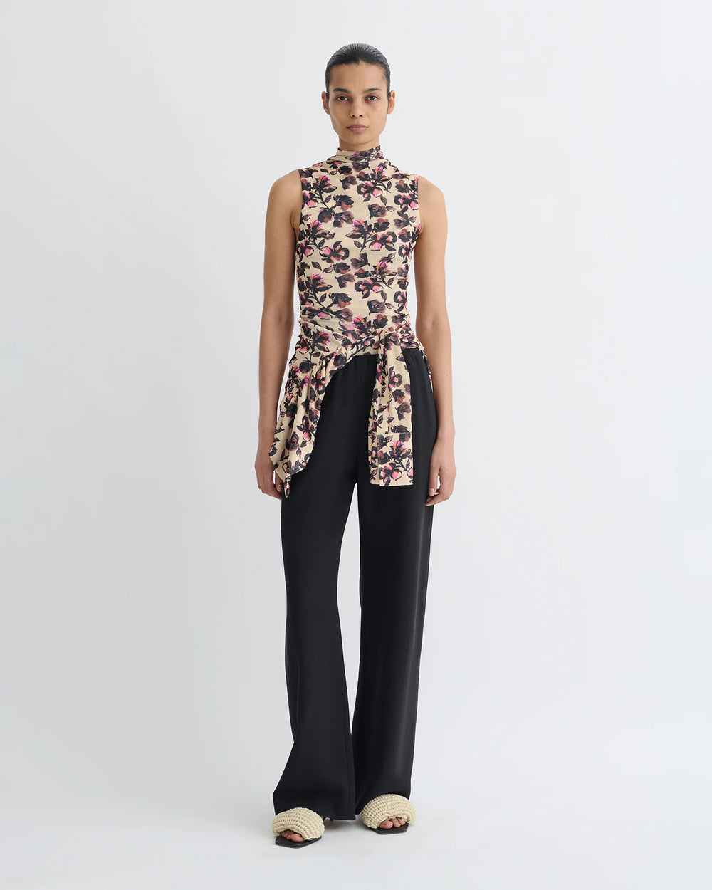 Annyka Printed Mesh Jersey Top