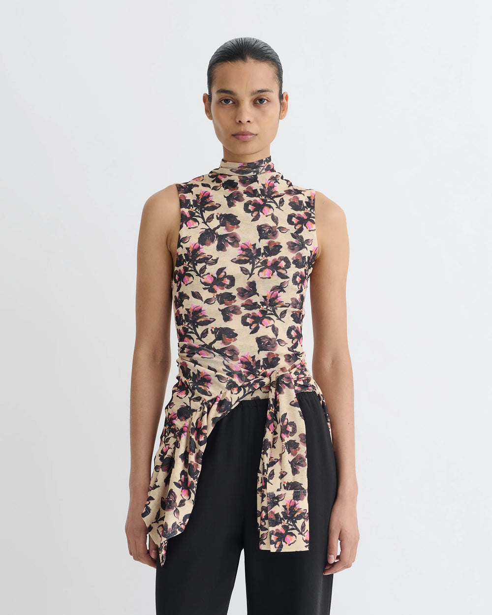 Annyka Printed Mesh Jersey Top