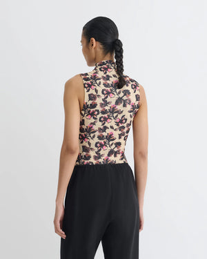 Annyka Printed Mesh Jersey Top