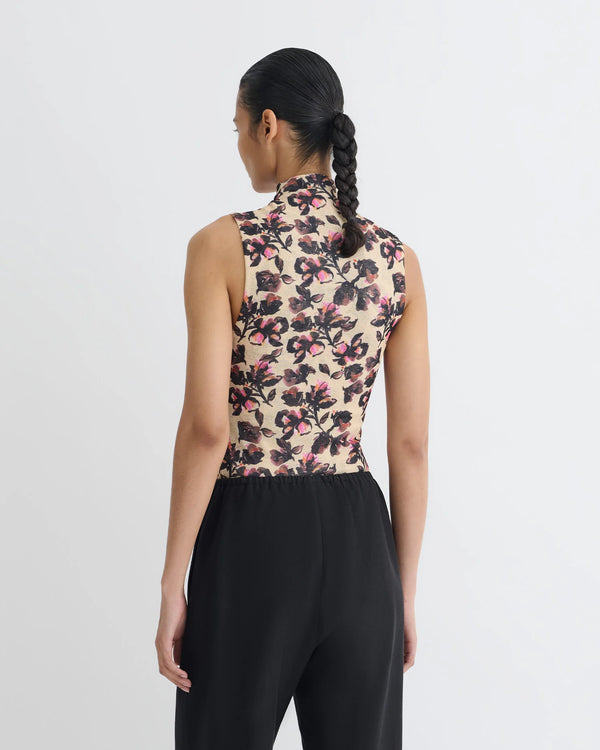 Annyka Printed Mesh Jersey Top