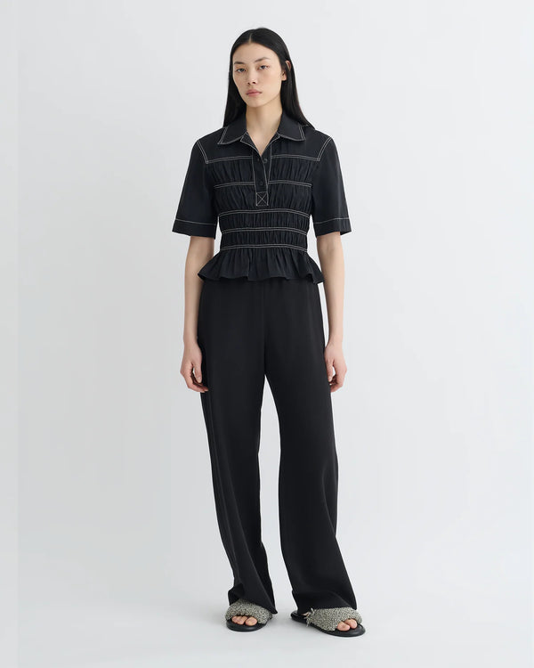 Nairi Smocked Glass Poplin Shirt