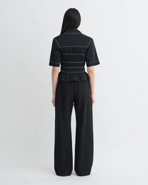 Nairi Smocked Glass Poplin Shirt