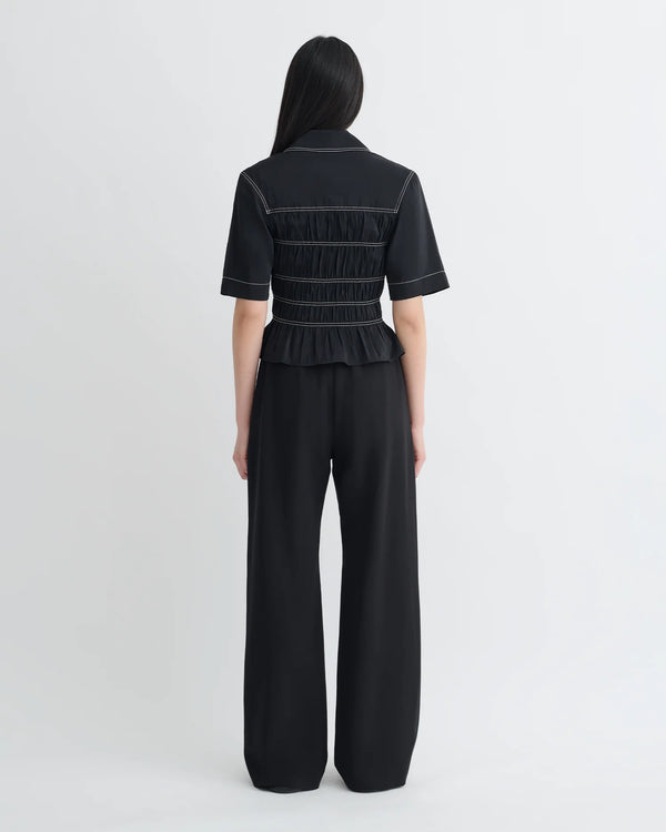 Nairi Smocked Glass Poplin Shirt