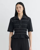 Nairi Smocked Glass Poplin Shirt