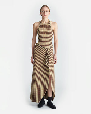 Aliki Striped Ribbed-Cotton Midi Dress