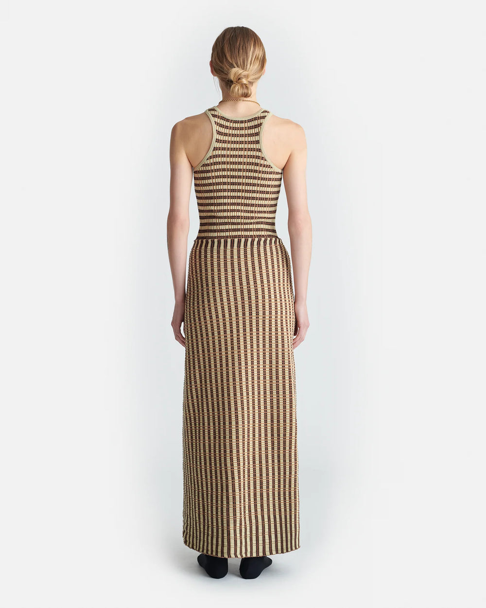 Aliki Striped Ribbed-Cotton Midi Dress