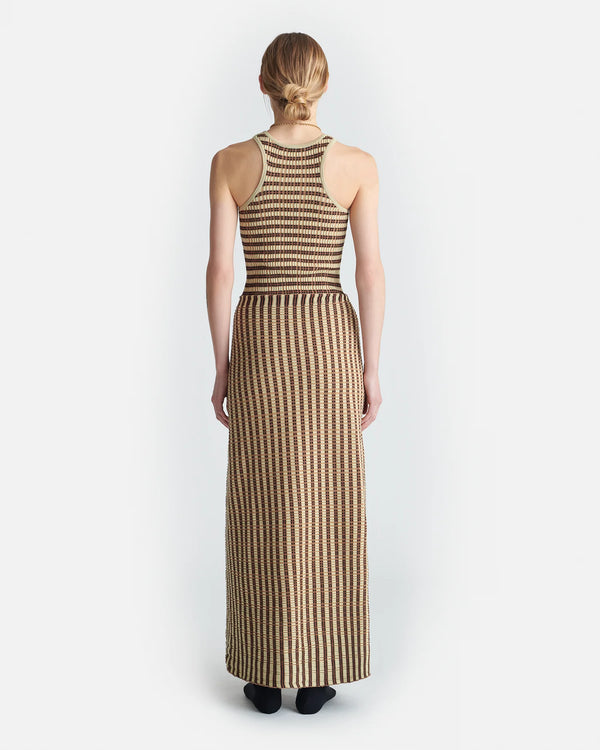 Aliki Striped Ribbed-Cotton Midi Dress