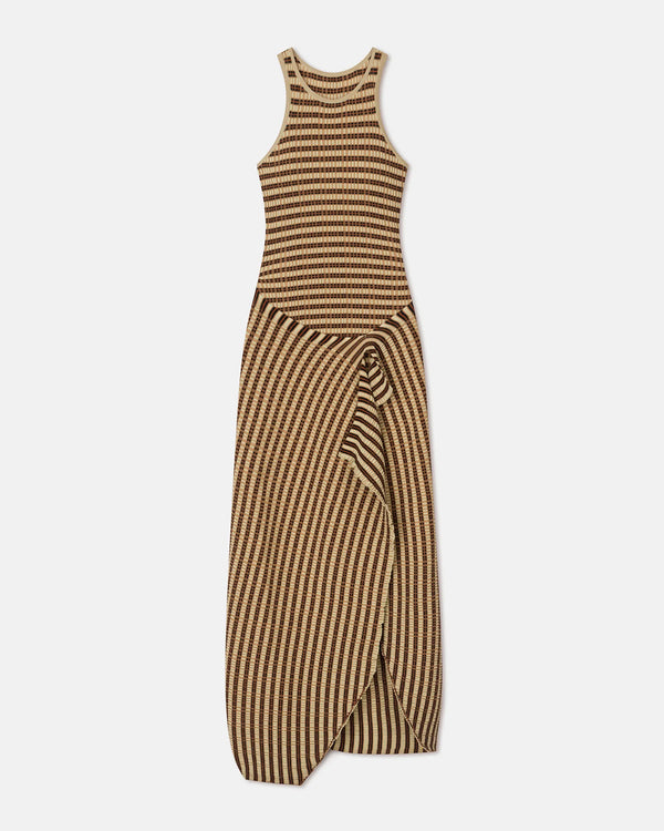 Aliki Striped Ribbed-Cotton Midi Dress