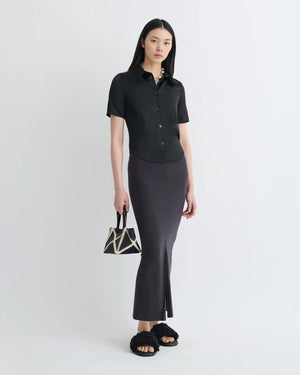 Black Slip Satin Shirt