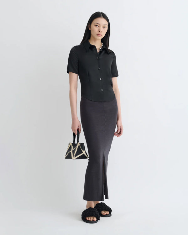 Black Slip Satin Shirt