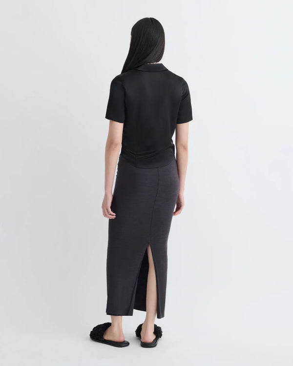 Black Slip Satin Shirt