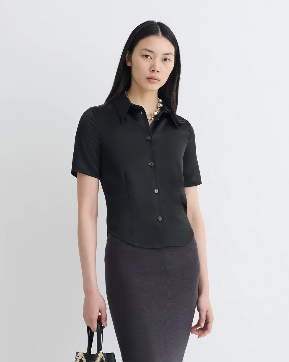 Black Slip Satin Shirt