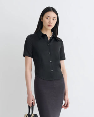 Black Slip Satin Shirt