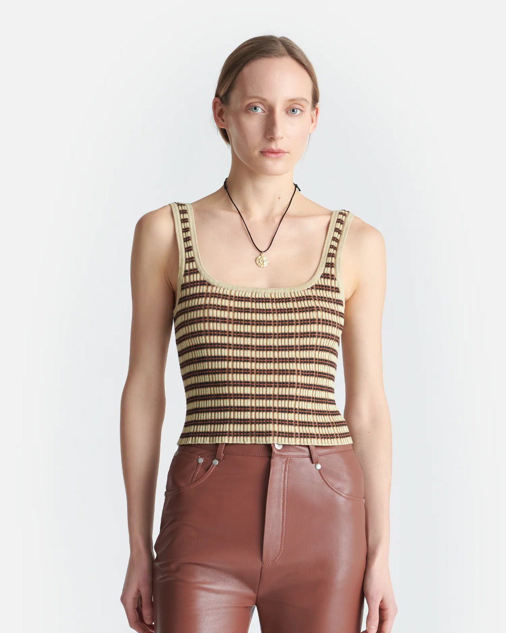 Delfine Striped Ribbed-Cotton Tank Top